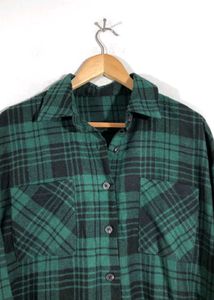 Black and Green Oversized Checked Shirt