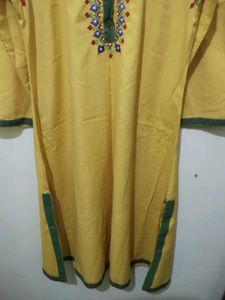 Embroidered Yellow Kurta And Pajama set