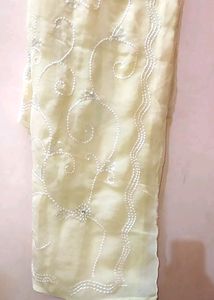 Cream Sequence And Stone Saree