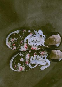 Black Flowered Casual Shoes