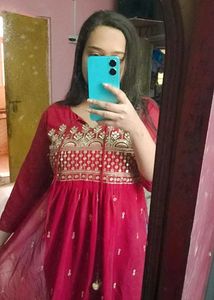 Red Embroidered Kurta Set