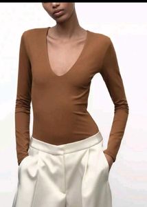 Brown Long Sleeve Bodysuit