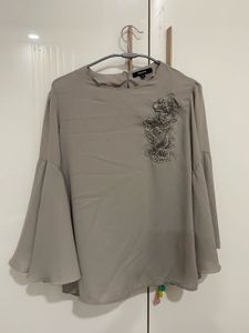 Gray Flowy Blouse
