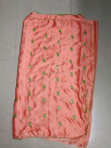 Peach Colour Saree Green Blouse