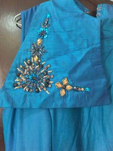 Elegant Blue Ethnic Gown With Tag &amp; 4 Inch Margin