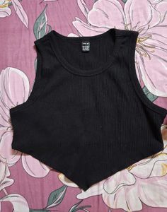 Black Ribbed Crop Tank