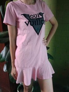 Pink Louis Vuitton Inspired T-Shirt Dress