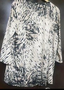 Cream Winter Top Black Print For 40 Bust