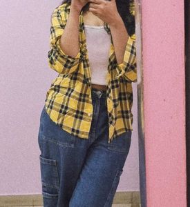 Yellow Plaid Flannel Shirt