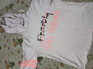 Casual White Crop Hoodie