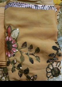 Sequin Work Saree With Stiched Blouse