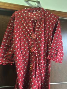 Festive Red A Line Long Kurta