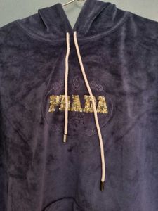 Velvet Navy Blue Hoodie
