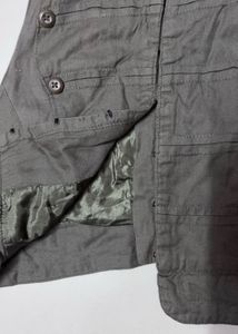 Olive Green Military-Style Cropped Vest