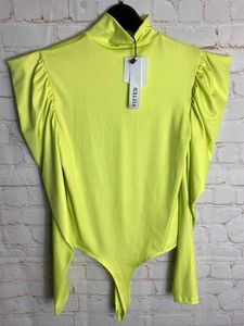 Bershka Casual Baloon Sleev Solid Women Bodysuit