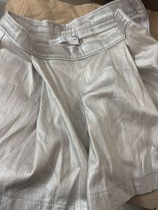 silver metallic tennis skirt