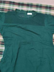 Elegant Green Top with Lace Detail