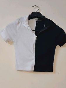 Two-Tone Zip-Up Top