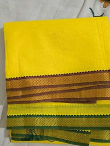 Yellow Dhoti with Green Border