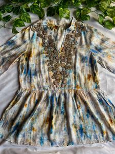 Soft Surroundings Women’s Tie-Dye Embroidered Top