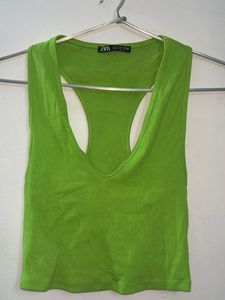 Zara Green Ribbed Tank Top