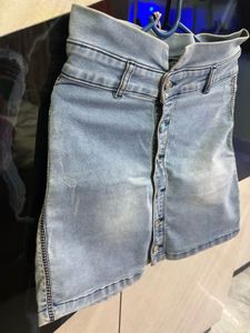 Denim Button-Down Mini Skirt