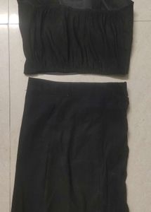 Black Co-ord Mini Skirt Set Women