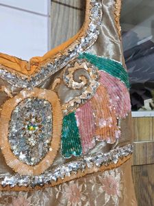 Orange Sequin And Stone Work Churidar Kurta Set