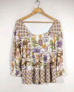 Floral Smocked Peasant Blouse