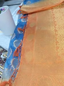 Elegant Blue &amp; Gold Saree