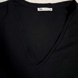 Zara Black V-Neck Blouse