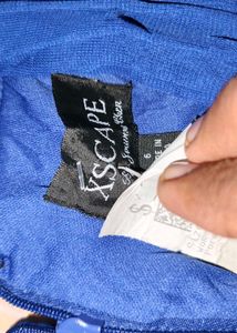 [Xscape&#39;s royal blue ruched designer dress]