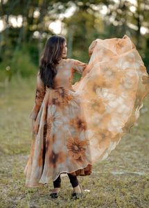 Floral Brown Anarkali