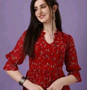 (SIZE~S)/Strechable)Red fit and flare dress🌷