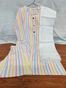 Striped Kurta Set With Dupatta