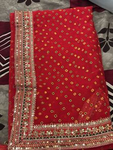Elegant Red Embellished Saree