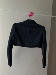 Navy Blue Petite Cropped Blazer