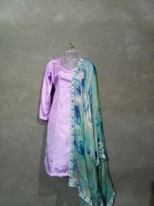 Purple Satin Salwar Suit