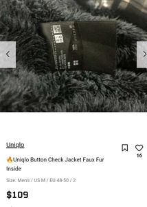 Uniqlo Faux Fur Checks Unisex Jacket