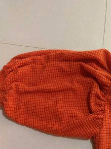 Vintage Orange Button-Down Top