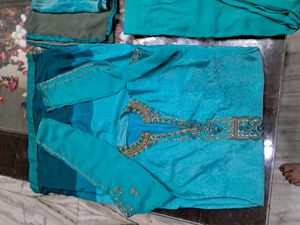 Teal Embroidered Kurta Set