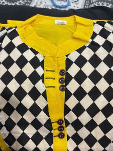 Yellow Diamond Print Kurti
