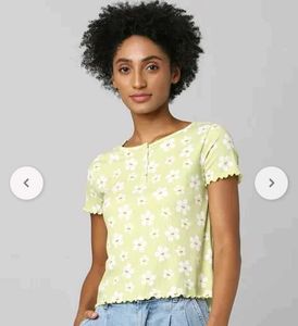 Floral Print Ribbed Top