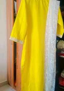 Yellow Kurti with Silver Embellishments