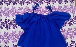 J.Crew Royal Blue Off the Shoulder Blouse