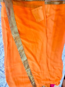 Orange Saree with Gold Border