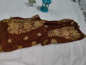 Brown Embroidered Salwar Kameez
