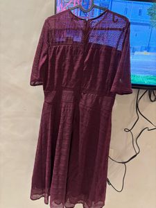 Xxl Elegant Burgundy Lace Dress