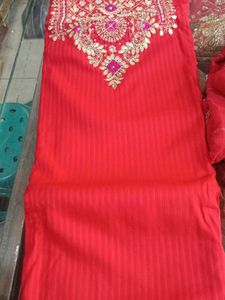 Red Embroidered Salwar Kameez Suit