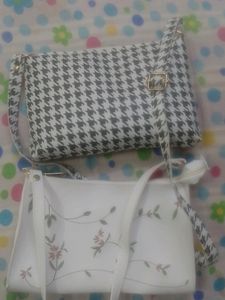 Two Embroidery White And Black Sling Bag